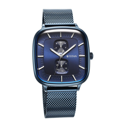 Titan Avant Garde Quartz Multifunction Midnight Blue Dial Metallic Blue- image 5