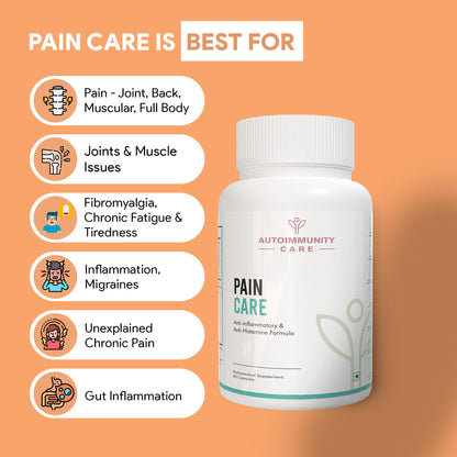 Autoimmunity Care Pain Care | Advanced Joint Pain Relief & Inflammation Support Supplement | NanoCurcumin, Boswellia Serrata, Nattokinase & Herbal Extracts | Joint, Muscle, Knee & Migraine Support | 60 Caps (60 doses)
