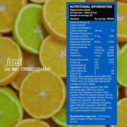 Fast&Up Reload Zero - Zero Sugar Instant Energy & Hydration Drink - Lime Lemon Flavour - 25 Effervescenet Tablets