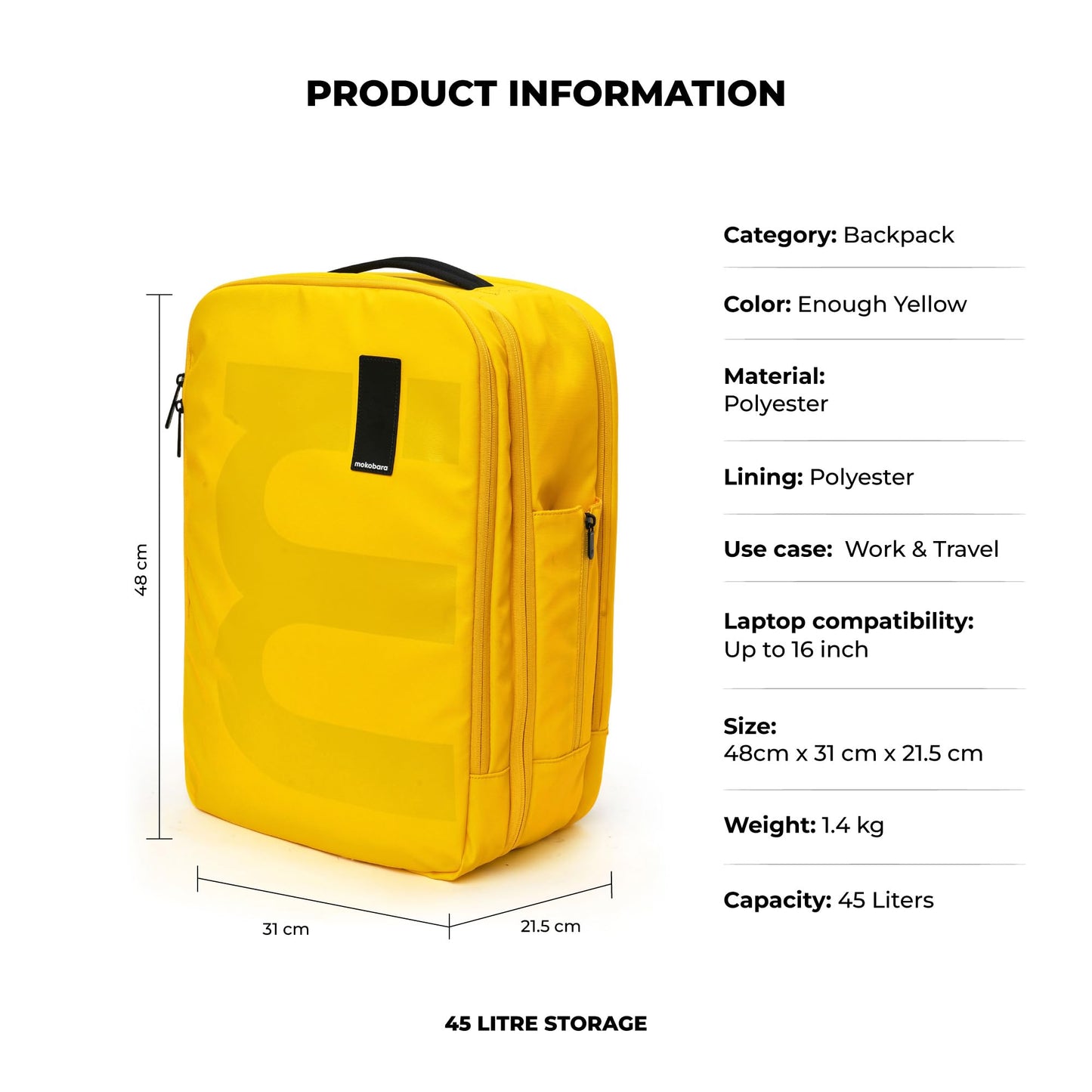 MOKOBARA The EM Travel 4 Compartment Backpack 45L Premium 16" Unisex Mu- image 6