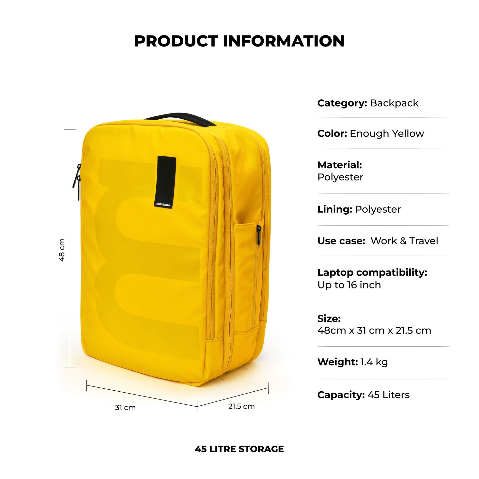 MOKOBARA The EM Travel 4 Compartment Backpack 45L Premium 16" Unisex Mu- image 6