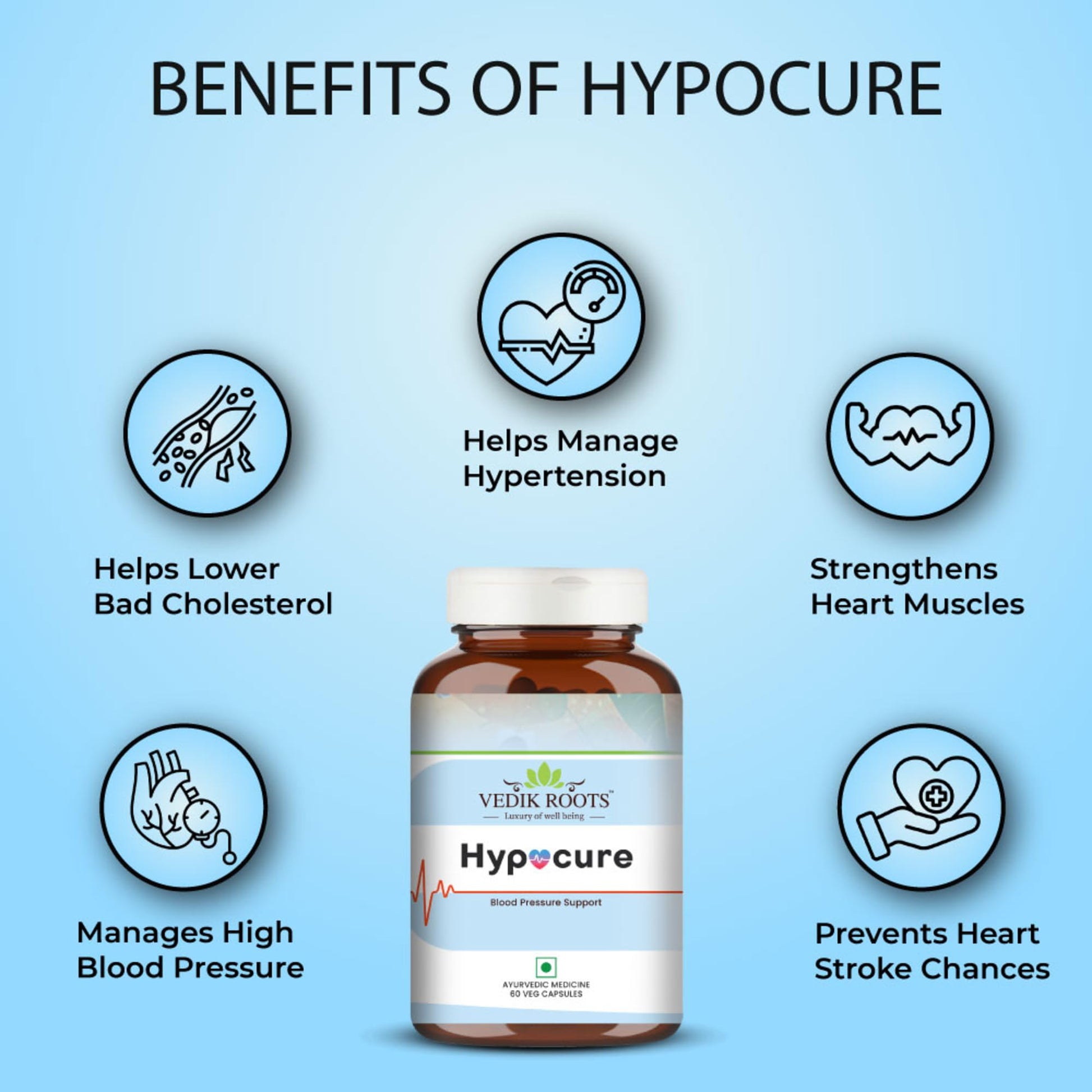 Vedikroots Hypocure Ayurvedic Capsules 60 Capsules| Blood Pressure Cont- image 4