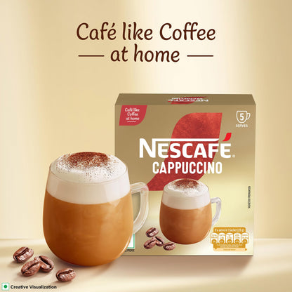 Nescafe Cappuccino | Cafe-like Coffee At Home |Coffee Premix | Just Add Hot Water | 125 G (5 Sachets x 25 G).