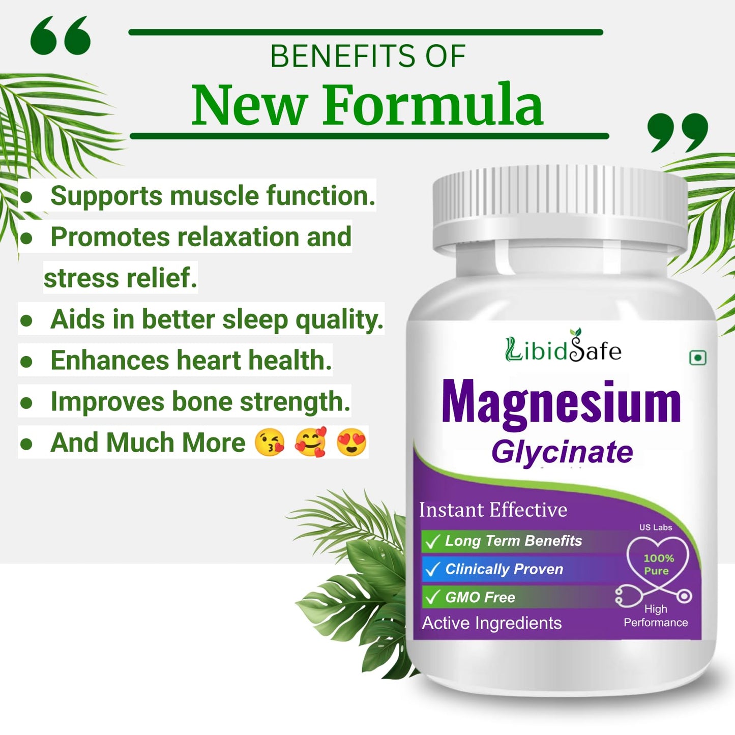Magnesium Glycinate Capsules – 200mg, 30 Count | High Absorption Magnesium Supplements