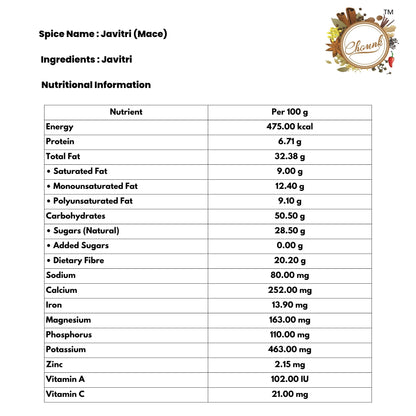 Chounk Spice Javitri 25 gm | Javitri Spices Whole | Premium Japatri - Whole Spices | Mace Indian Spice