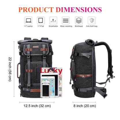 WITZMAN Canvas Backpack for Man Vintage Travel Backpack Large Laptop Ba- image 2