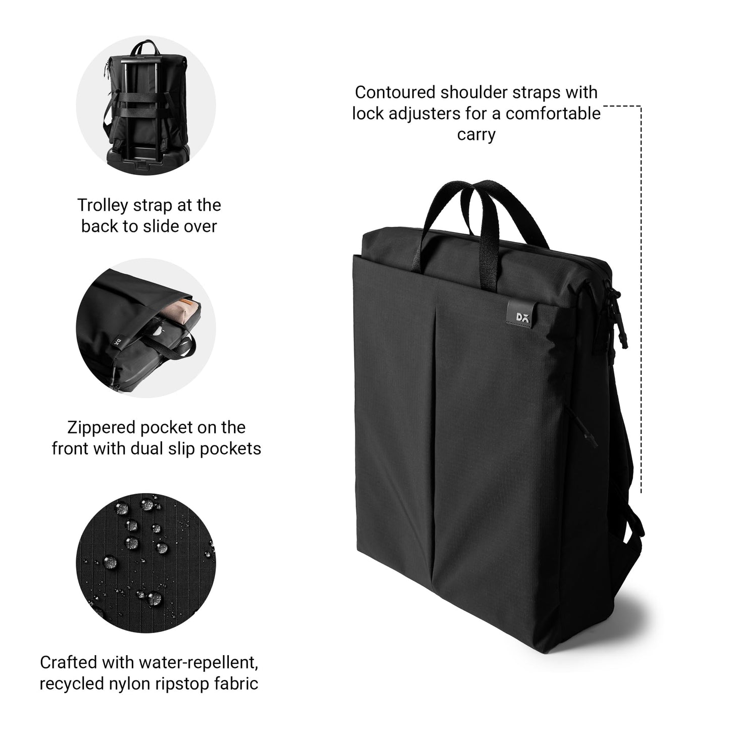 DailyObjects Water Resistant Pivot Workpack Bag (19L) for Men & Women|Fits 13/14/15.6 inch Laptop/Macbook Pro/Air|Lightweight| Backpack |Office/Daily Use/Travel|Multi Pocket|Padded Strap (Black)