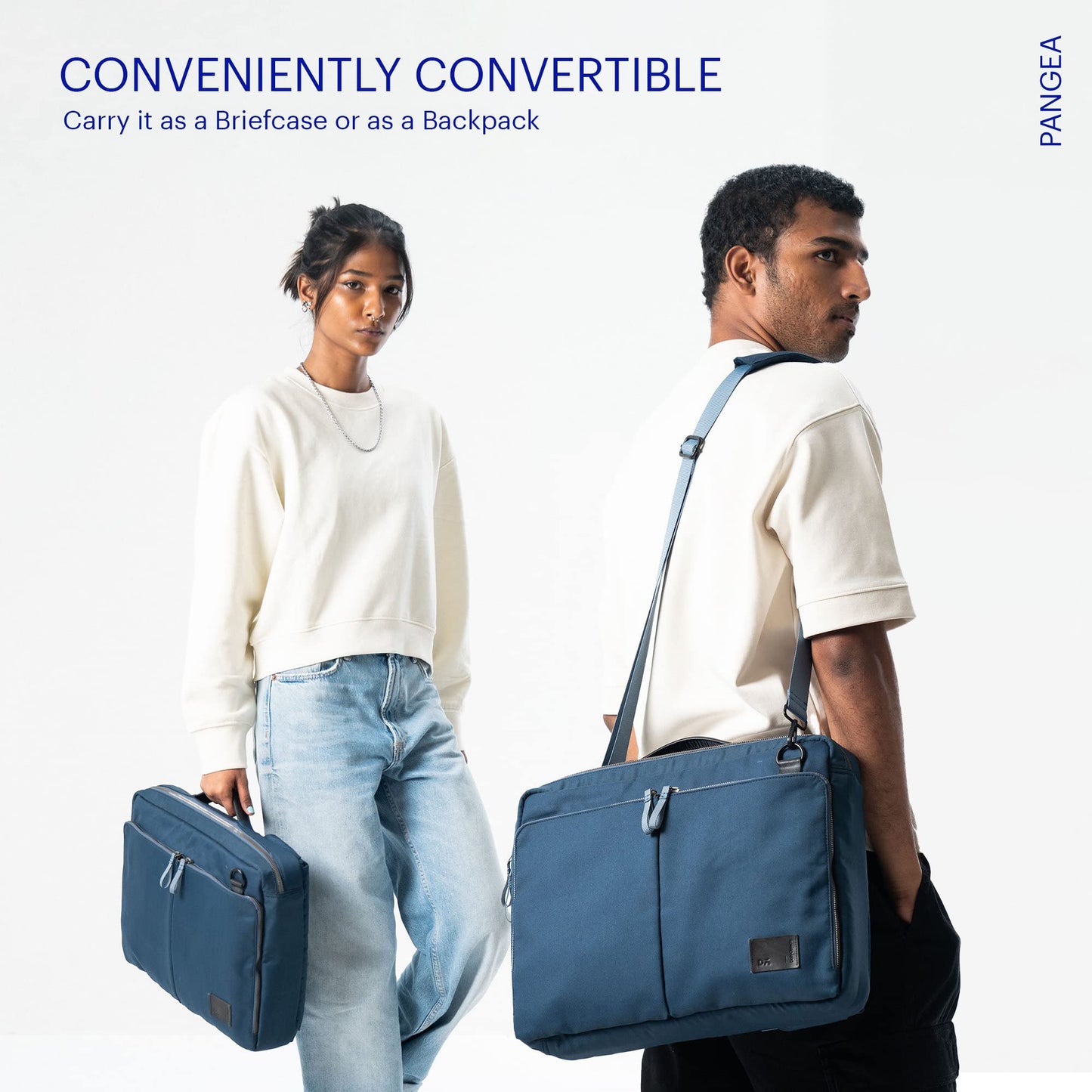 DailyObjects PET Deep Sea Meridian Convertible Briefpack (Backpack + Briefcase) (16L)| 100% Recycled | Fits Laptop Upto 16 Inch | Lightweight Shoulder Backpack | Multiutility Bag with Trolley Sleeve