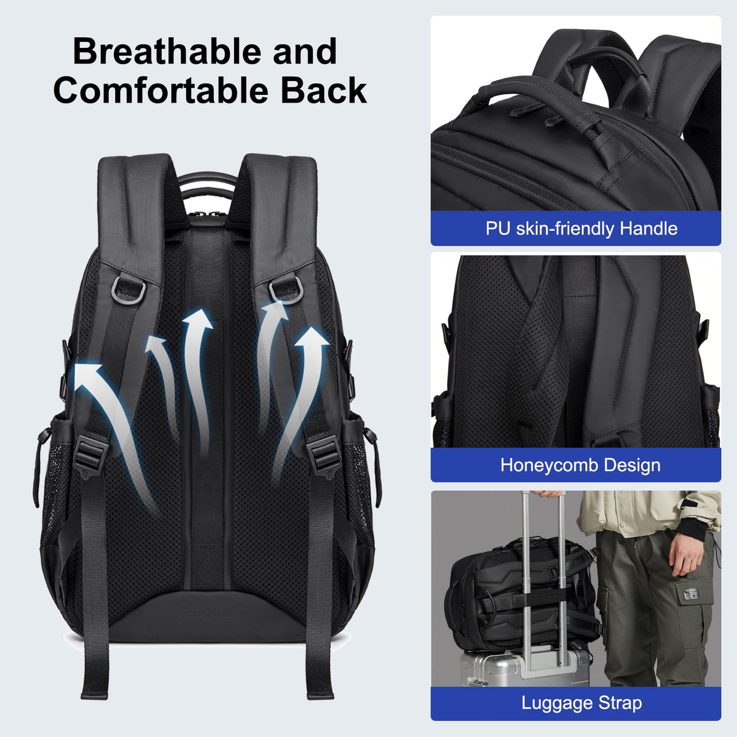Arctic Hunter Laptop Backpack for Men Women 25L Lightweight Water-resistant Casual Backpack 5 Pockets Sleek 15.6-inch Laptop Bag for Office College Daypack, Blue