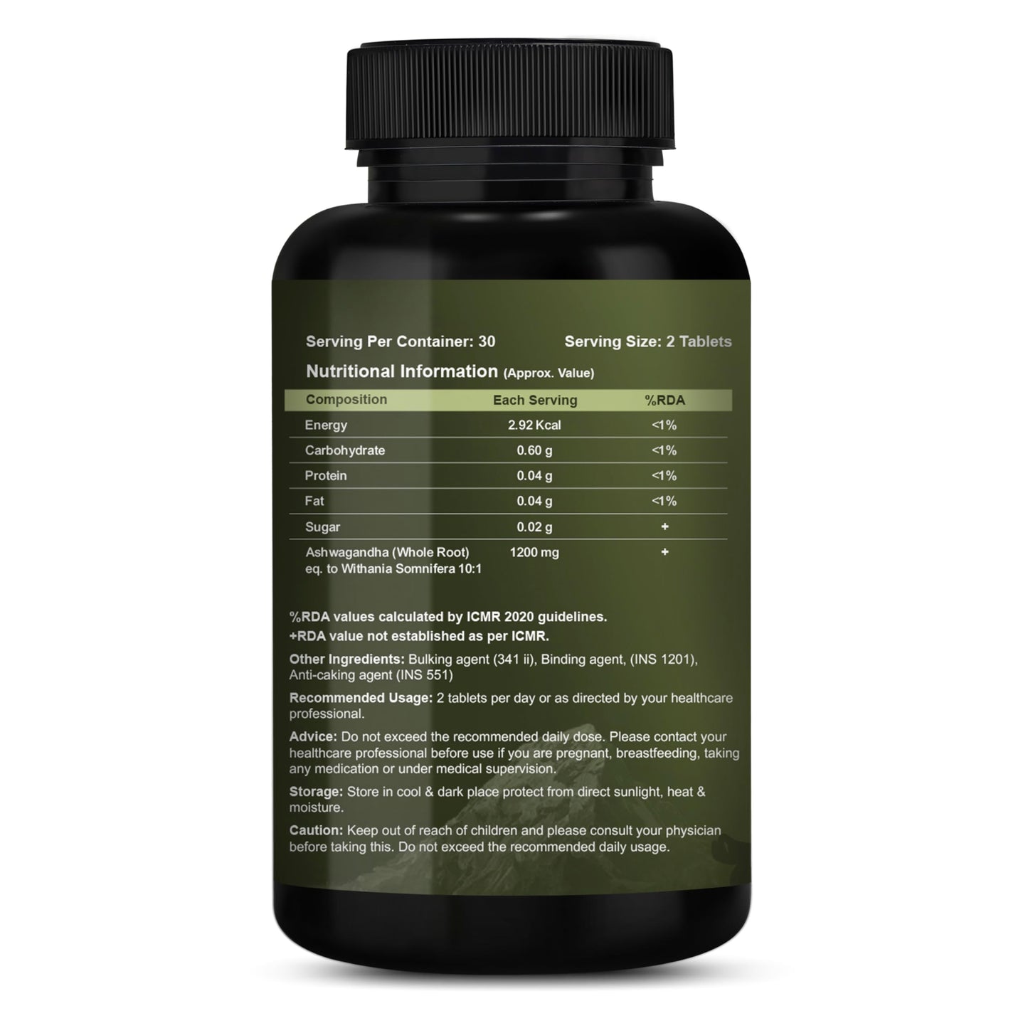 CUREFOREVER Ashwagandha Supplement 1200mg - 60 Tablets for Men & Women,- image 3