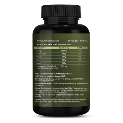 CUREFOREVER Ashwagandha Supplement 1200mg - 60 Tablets for Men & Women,- image 3