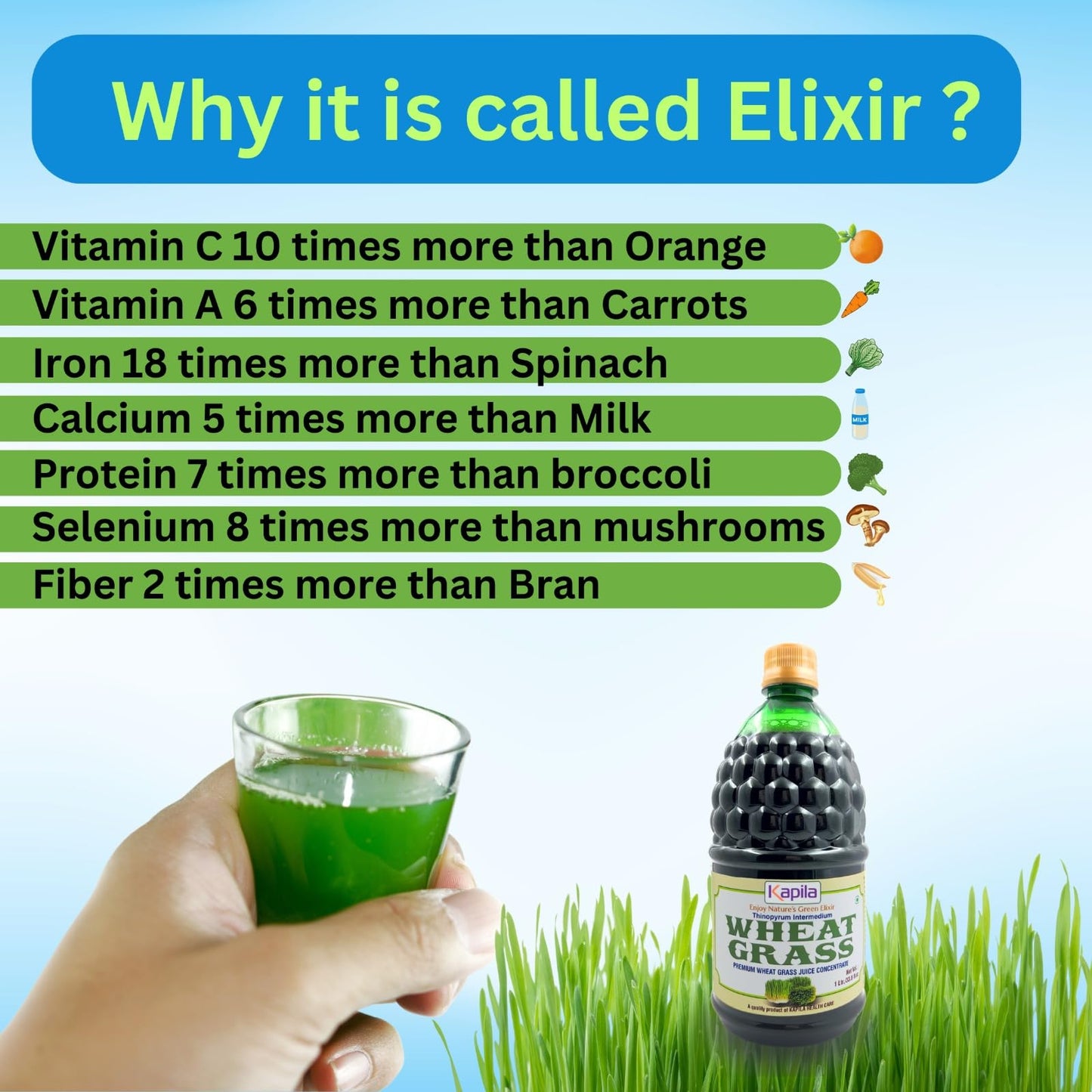 Kapila Wheatgrass Juice 1 Liter for Liver Detoxification & Improves Gut Health, Helps in Weight & Cholesterol management