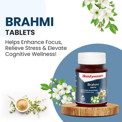 Baidyanath Brahmi Tablets - 60 Tab | Helps To Handle Life’s Daily Stress | Promotes Mind Relaxation| (Pack of 1)