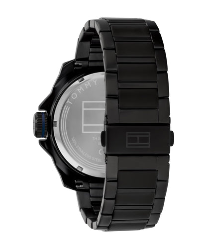Tommy Hilfiger Men's Black Stainless Steel & Stainless Steel Bracelet Blue Dial Analog Watch