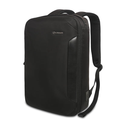 CARLTON Laptop Backpack with Front Access Pocket, Trolley Sleeve, Flush USB Port & Water Resistant Fabric | Ferrous Black | Bradford