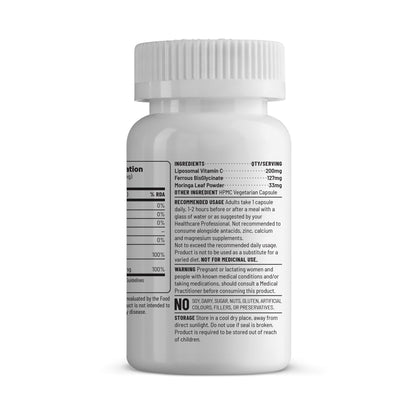 Unived Men’s Iron Supplement | 21mg Ferrous Bisglycinate + 80mg Liposomal Vitamin C | 100% RDA Iron & Vitamin C | High Absorption, Gentle on Stomach | Vegan | 60 Capsules