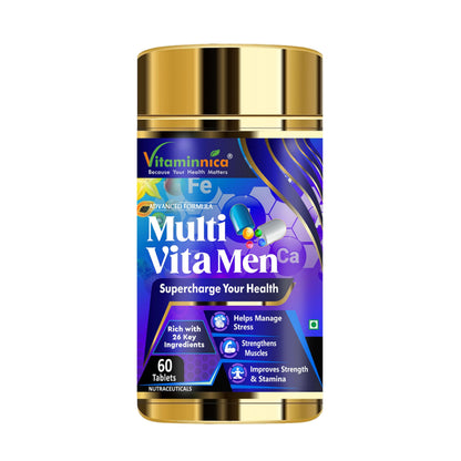 Vitaminnica Multivitamins for Men | 28 Vitamins & Minerals with Vitamin B, Vitamin C, Zinc | Supports Overall Health, Energy & Immunity | 60 Tablets- Pack of 1
