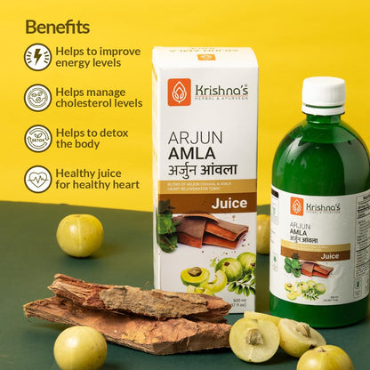 KRISHNA'S HERBAL & AYURVEDA Arjun Amla Juice - 500 Ml (Pack Of 2) | Helps In Acidity | Manages Cardiac Health | Regulates Blood Pressure