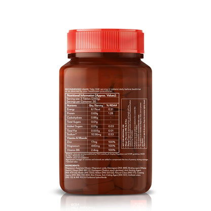 Neulife ZMA-Zinc + Magnesium + B6 for Recovery & all-round Health boost Tablets- (60Tabs)