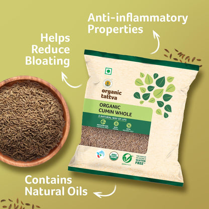 Organic Tattva Jeera 100 gm | Whole Cumin Seeds | Natural Zeera Masala | Fresh Organic Grocery Spice | Quality Jeera Seeds for Cooking & Indian Recipes