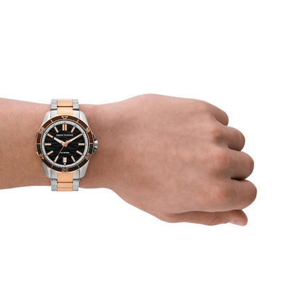 Armani Exchange Stainless Steel Analog Men's Watch-Ax1962, Dial-Color:Black, Band Color:Two-Tone