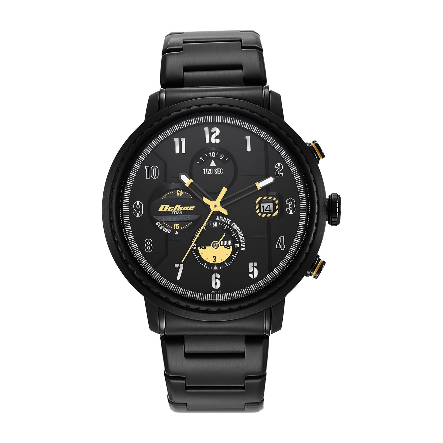 Titan Octane Aerobatics Black Dial Chronograph Stainless Steel Strap Watch for M