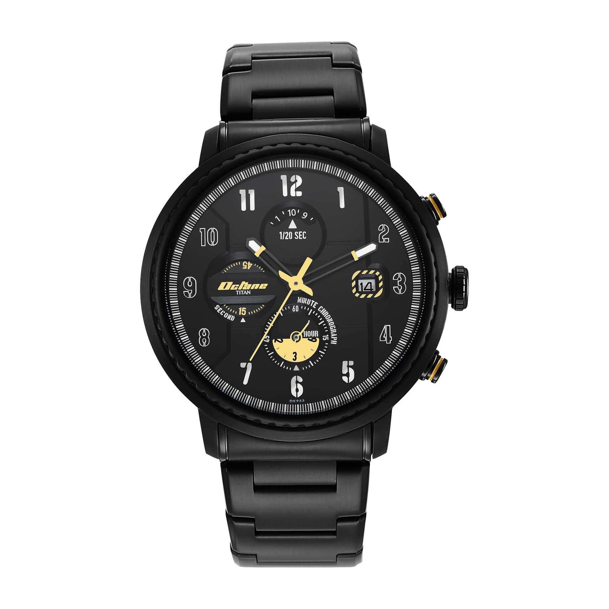 Titan Octane Aerobatics Black Dial Chronograph Stainless Steel Strap Watch for M