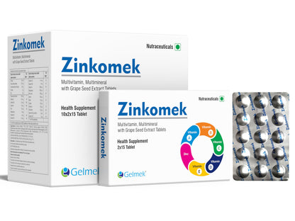 Zinkomek | Multivitamin, Multimineral with Grape Seed Extract | 2x15 Tablets (10) | Gelmek