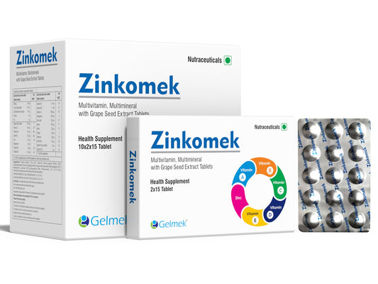 Zinkomek | Multivitamin, Multimineral with Grape Seed Extract | 2x15 Tablets (10) | Gelmek