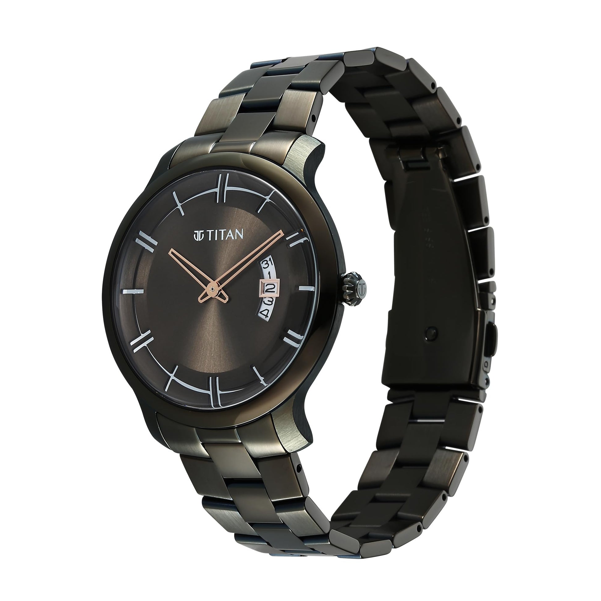 Titan Clasique Slim Quartz Analog with Date Green Dial Stainless Steel- image 4