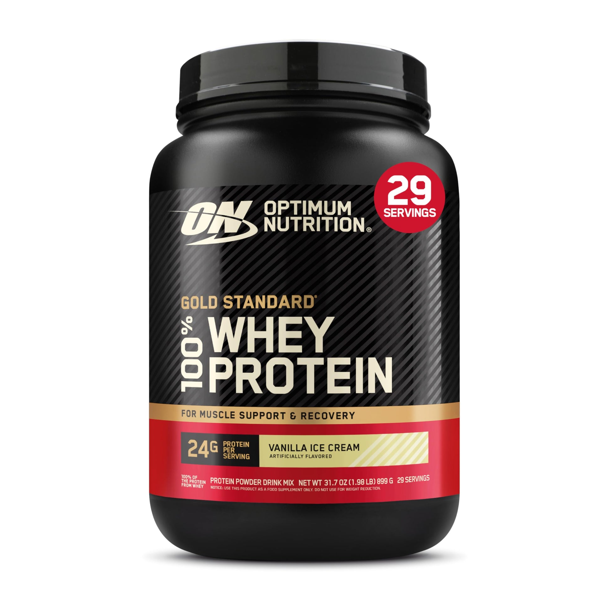 Optimum Nutrition (ON) Gold Standard 100% Whey Protein Powder (Vanilla Ice Cream