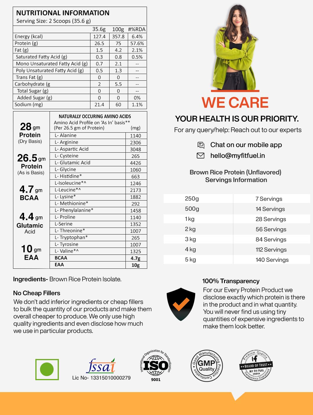 MyFitFuel Plant Brown Rice Protein, 1Kg (Unflavored)- image 6