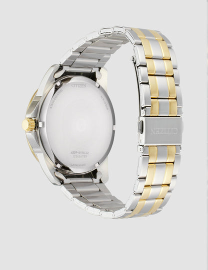 Citizen Stainless Steel Analog Quartz Multifuction Men's Black Dial Watch - AG8348-56X, Band Color-Two-Tone