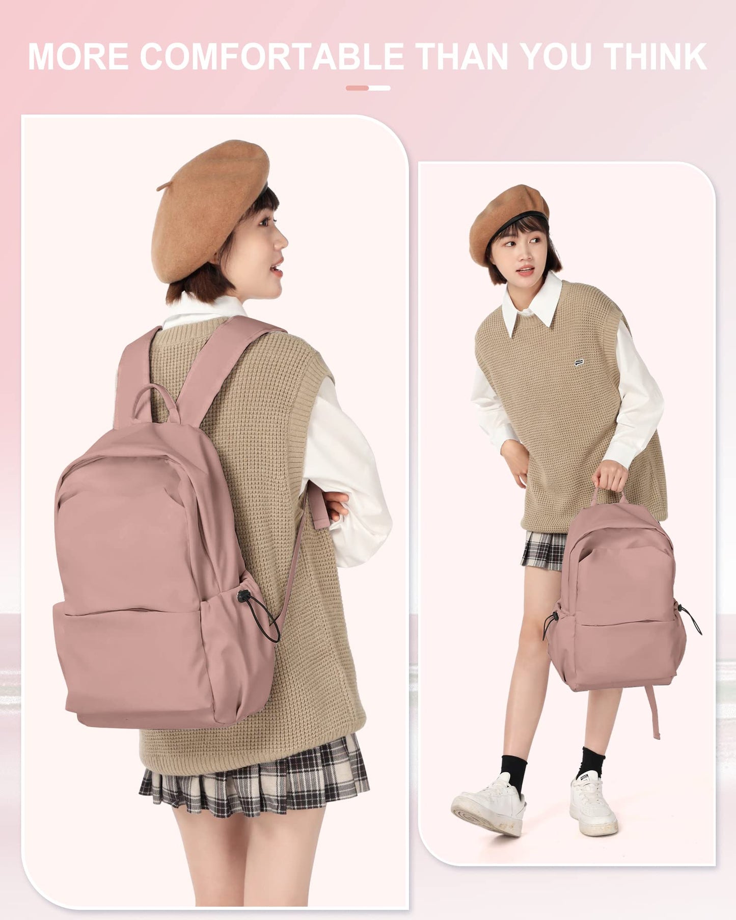 UPPACK Casual Backpack School Backpack, Pink