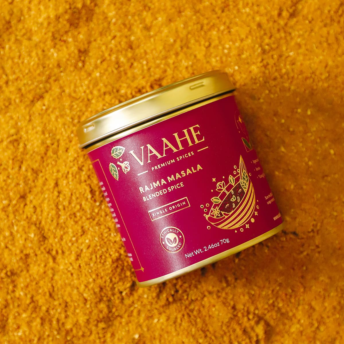 VAAHE Premium Rajma Masala | 15+ Natural Spices | Freshly Ground and Packed | 100% Pure and Natural | Single Origin | Premium Tin Box (70 gm)