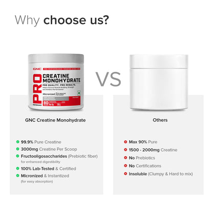 GNC Pro Performance Pure Micronized Creatine Monohydrate with Free Shilajit|250 gm & 10 gm Shilajit|Instantized|Fuels Muscles|Increase Muscle Mass|Rapid Absorption|Unflavoured