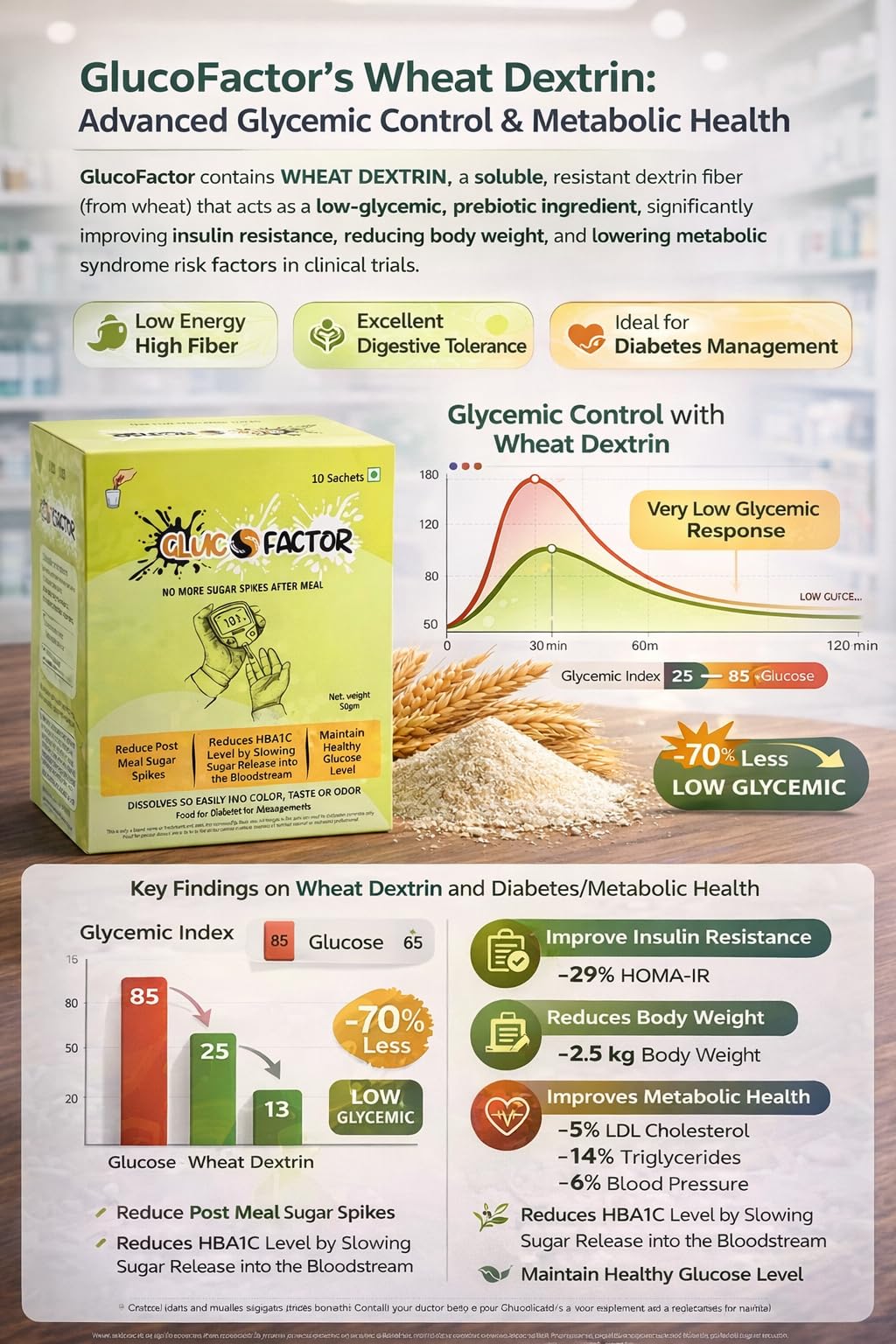Glucofactor Natural Sugar Control Powder 50g | 10 Sachets Food for Special Dietary Use | Plant Based Nutritional Supplement for Daily Routine & Balanced Lifestyle Support