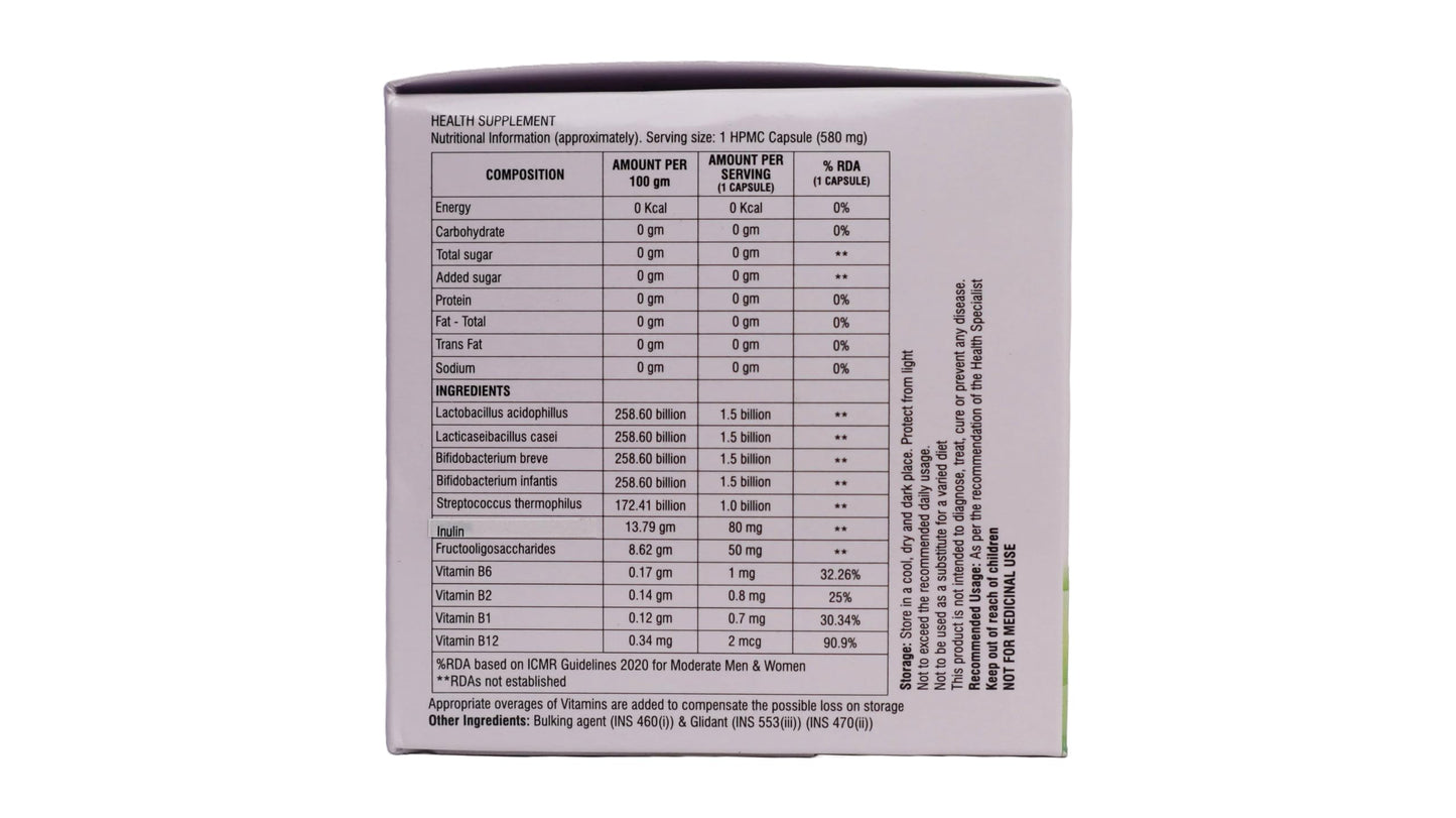 KIVONA from MIRA Healthcare. Prebiotic, Probiotic and Vitamin capsules, 1 strip of 10 capsules each