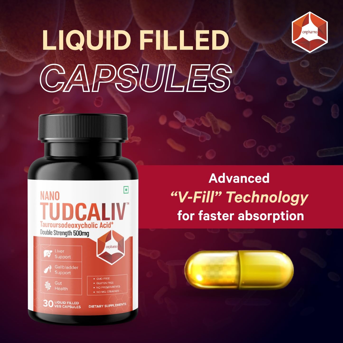 Onpharno TUDCA Liver Supplement | Liver & Gallbladder Support | Enhances Detoxification, Promotes Healthy Bile Flow & Digestion | 500mg – 30 Vegan Capsules