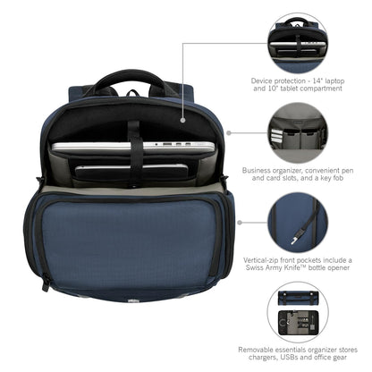 Victorinox Swiss Designed Backpack, Altmont Professional Fliptop Laptop Backpack, Navy Blue, Dedicated Laptop and Tablet Compartment, Business Travel Office Bag For Men, 26 Litres, (653287)