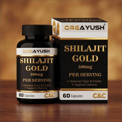 ORGAYUSH Shilajit Gold Capsules – Nano Formulated Himalayan Shilajit Supplement for Energy, Stamina, Vitality & Immunity Support with Fulvic Acid & Minerals (Pack of 1)