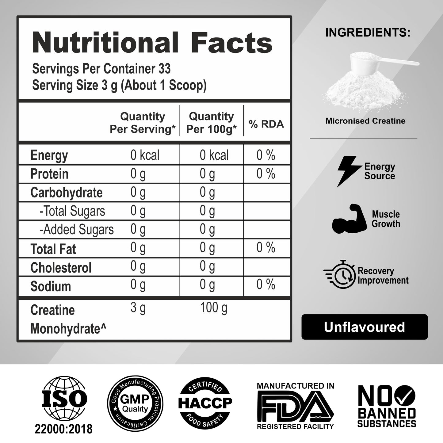 Musclefood Pure Micronised Creatine Powder | Unflavoured (100g, 33 Servings) | Supports Muscle Growth, Fast Recovery & Athletic Performance | Pre-Post workout Supplement for Men & Women | 3g Per Serve