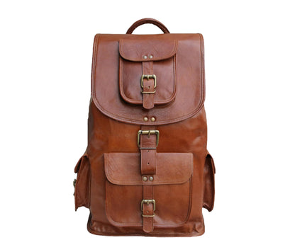 18" Leather Backpack Travel rucksack knapsack daypack College Bag for men women