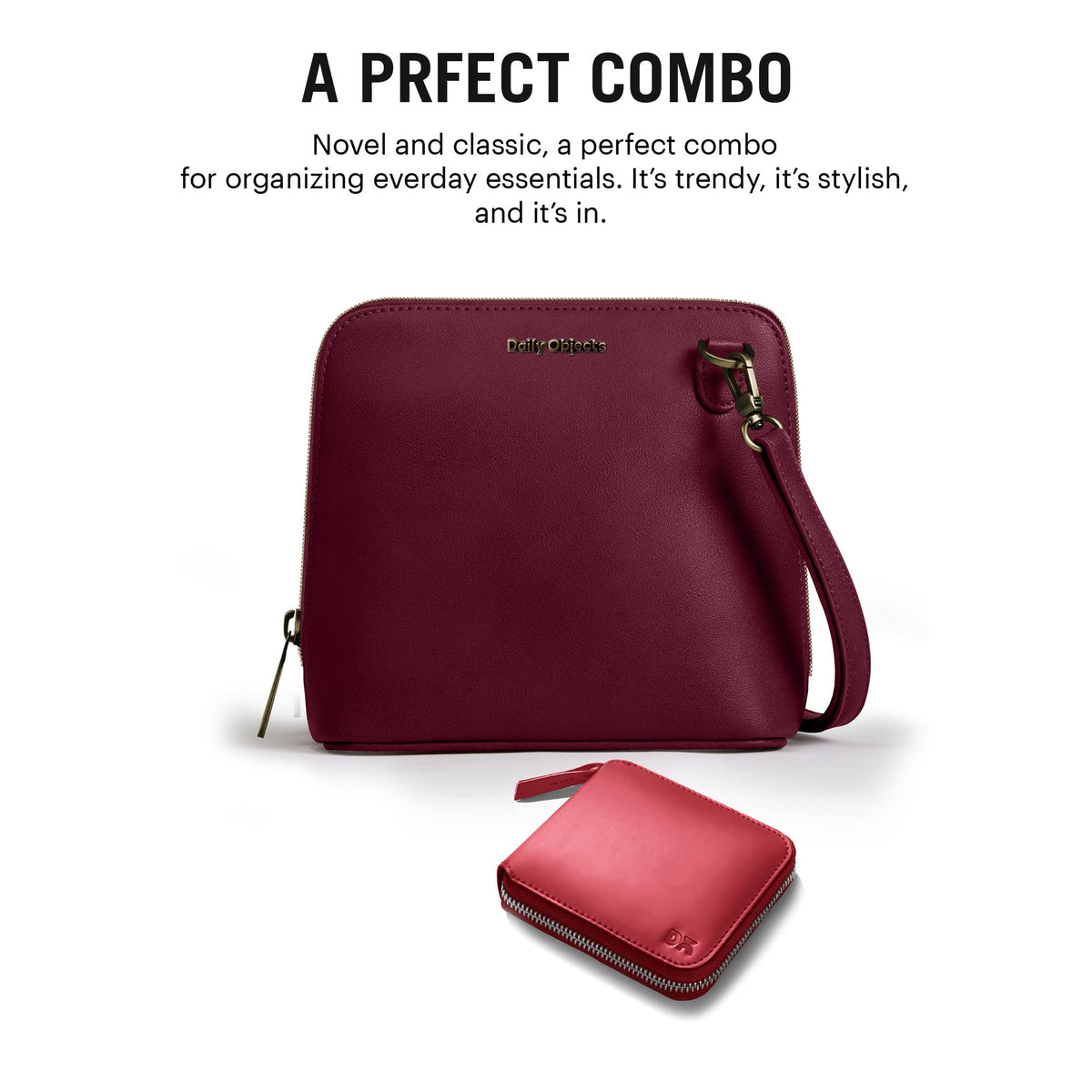 DailyObjects Trapeze Sling Crossbody Bag for Women and Latest Stylish Zip Wallet Purses for Women's, Girls | Durable Vegan Leather | Ladies Mobile Sling Bag | Zipper Closure | Made in India (Combo)