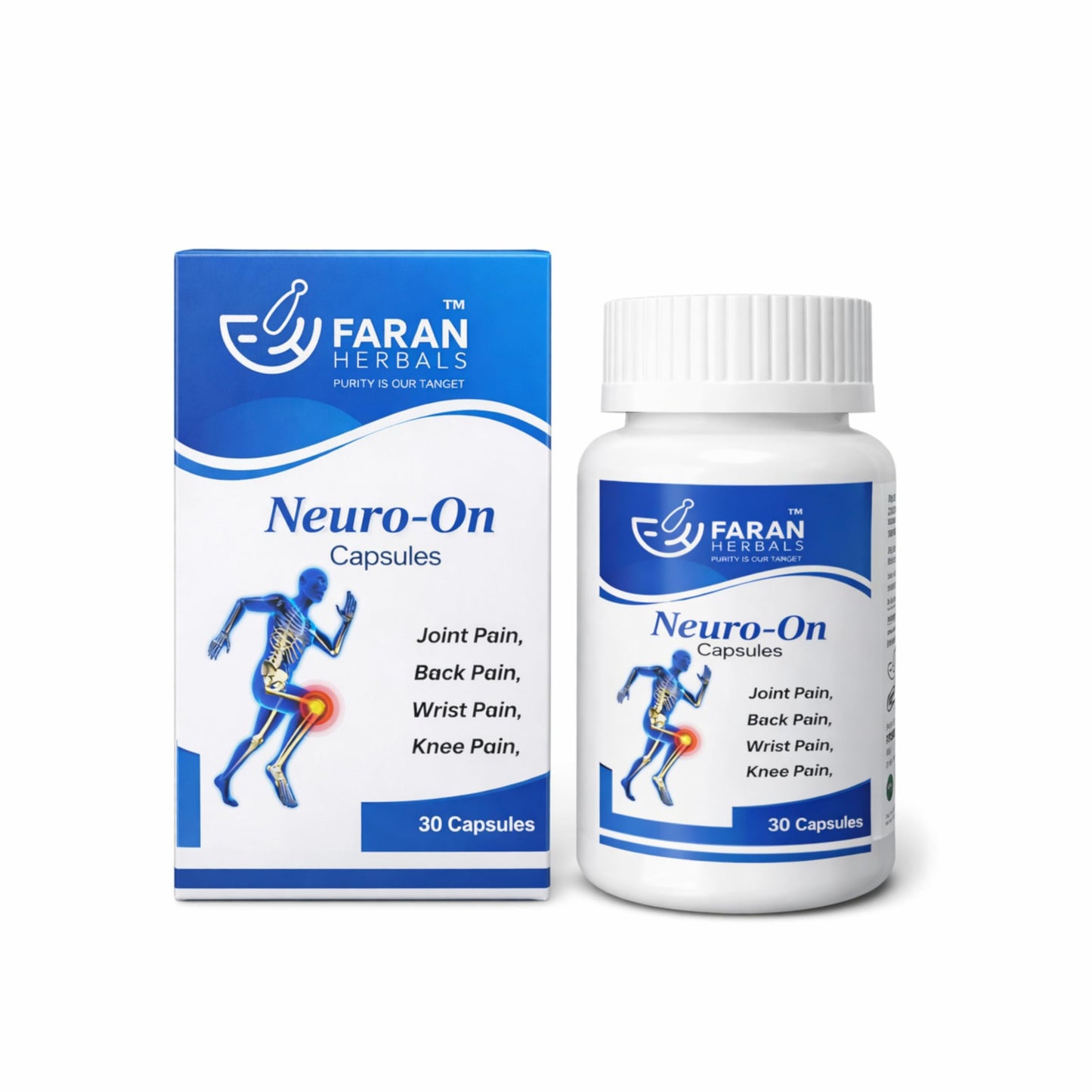 Neuro-On Capsules by Faran Herbals | Ayurvedic Joint Pain Relief | Herbal Back, Knee & Shoulder Pain Support | Natural Anti-Inflammatory Supplement for Arthritis | 30 Capsules