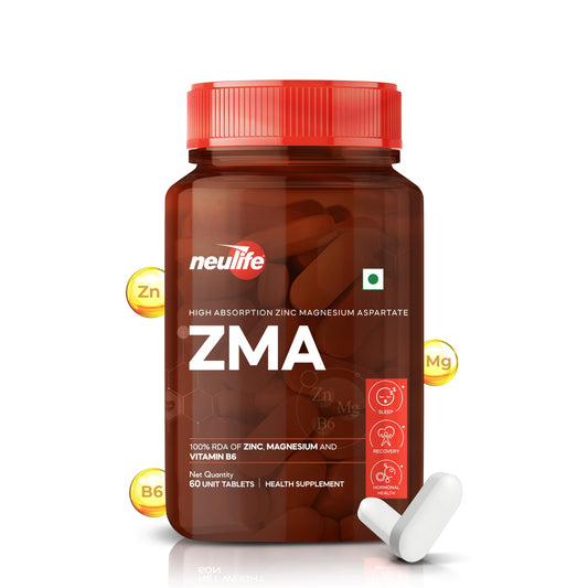 Neulife ZMA-Zinc + Magnesium + B6 for Recovery & all-round Health boost Tablets- (60Tabs)