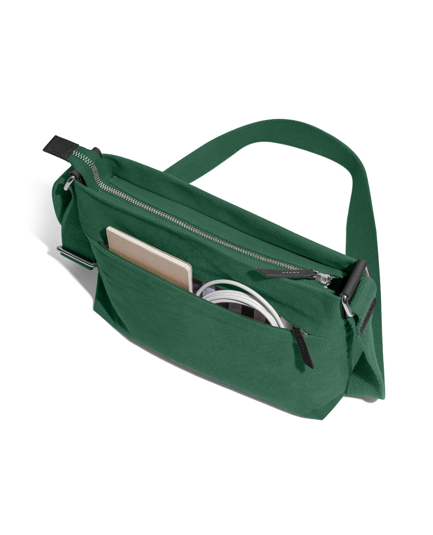 DailyObjects Unisex All Sunday Sling Crossbody Bag| Premium-Quality Solid Canvas Purse With Slip Pockets| Ergonomic Design| Handcrafted| Adjustable Shoulder Strap| Men & Women Essentials| Forest Green