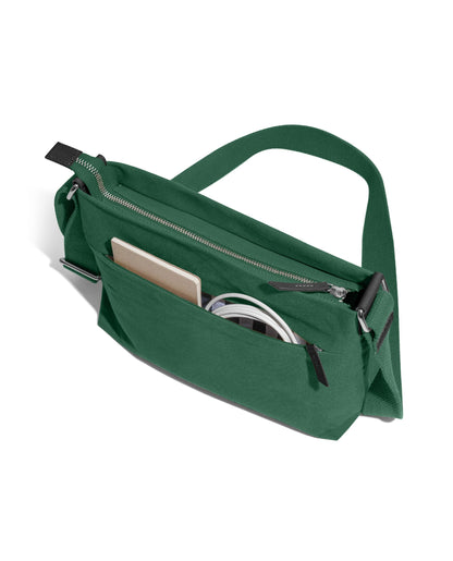DailyObjects Unisex All Sunday Sling Crossbody Bag| Premium-Quality Solid Canvas Purse With Slip Pockets| Ergonomic Design| Handcrafted| Adjustable Shoulder Strap| Men & Women Essentials| Forest Green