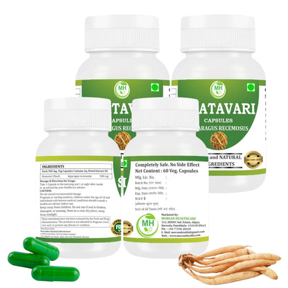 Morsan Healthcare SHATAVARI Capsules – 60 Veg Capsules | Pure Asparagus Racemosus Extract | Natural Ayurvedic Supplement for Wellness & Balance