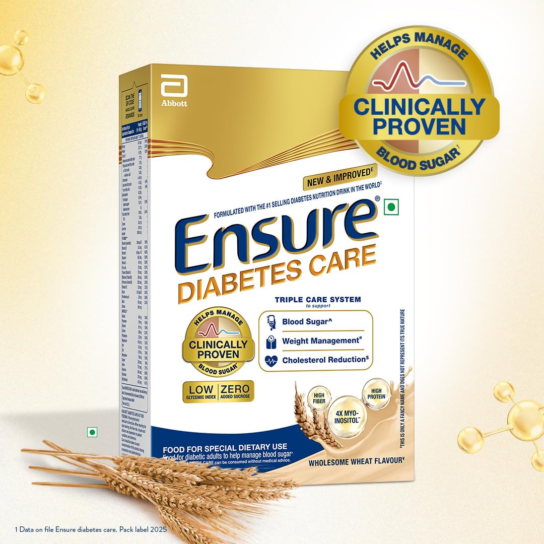 Ensure Diabetes Care Wheat 950gm |Support Blood Sugar, Weight Management, Cholestrol Reduction |High Protein, High Fibre, 4 Myo-inositol |Zero Added Sucrose